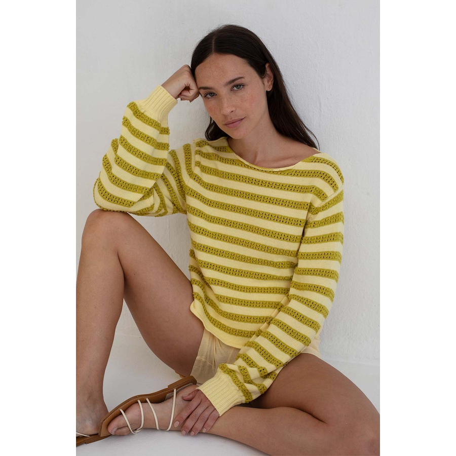 Image 103286_LIM.jpg, Product 103-286 / Price $49.33, Mus & Bombon Pantelleria Striped Open Knit Sweater from Mus & Bombon on TSC.ca's Fashion department