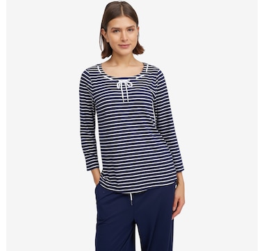 Flexwear With Stretch 3/4 Sleeve Tee With Drawcord Detail