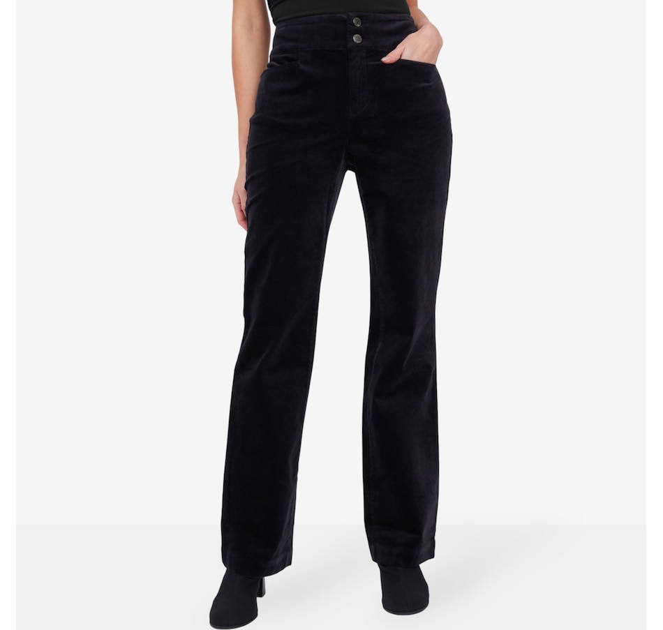 Image 103298_BLK.jpg, Product 103-298 / Price $74.88, Diane Gilman Stretch Velveteen Baby Bootcut Pant from DG2 by Diane Gilman on TSC.ca's Fashion department