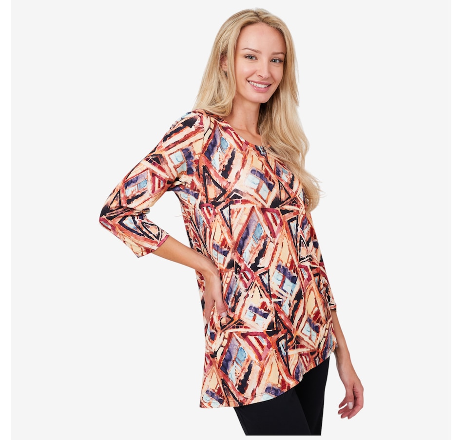 Image 103309_AMMU.jpg, Product 103-309 / Price $24.33, Mr. Max 3/4 Sleeve Asymmetric Top With Side Slit from Mr. Max on TSC.ca's Fashion department