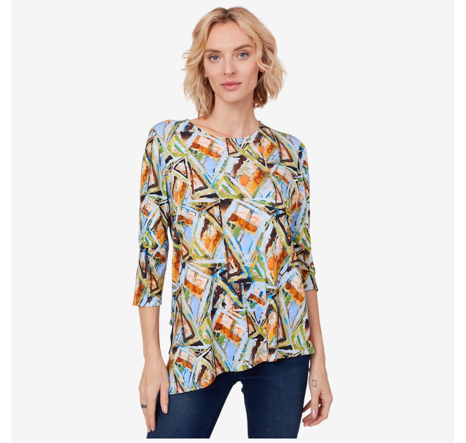 Image 103309_BLMU.jpg, Product 103-309 / Price $24.33, Mr. Max 3/4 Sleeve Asymmetric Top With Side Slit from Mr. Max on TSC.ca's Fashion department