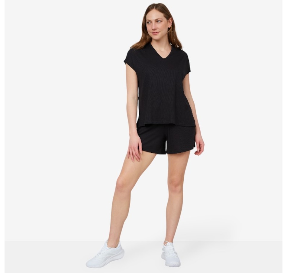Image 103317_BLK.jpg, Product 103-317 / Price $39.33, N Natori Soothe Rib Short Sleeve Short Set from N Natori on TSC.ca's Fashion department