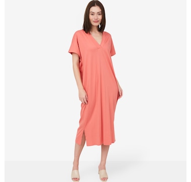 N Natori Breeze Cotton Knit V-Neck Caftan