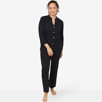 N Natori Breeze Cotton Knit PJ Button Down Set