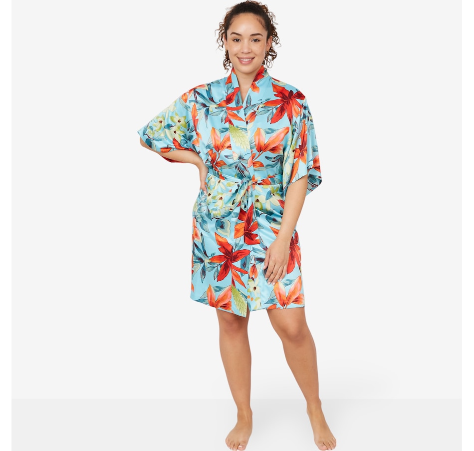 Image 103325_BLU.jpg, Product 103-325 / Price $29.33, N Natori Tropical Breeze Stretch Silky Satin Wrap from N Natori on TSC.ca's Fashion department