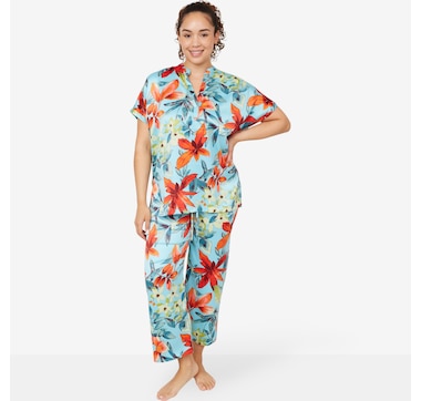 Product 103-326 / Price $99.99 , N Natori Tropical Breeze Stretch Silky Satin PJ set