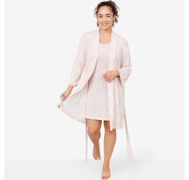 Product 103-330 / Price $130.00 , Natori Edit Aria Printed Rib Robe