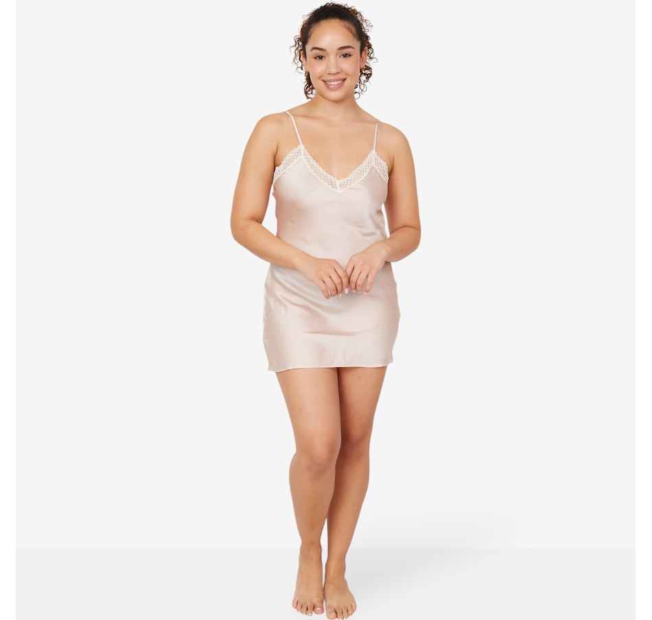 Image 103334_SHK.jpg, Product 103-334 / Price $39.33, Natori Edit Ashley Washed Satin Icon Chemise with Lace from N Natori on TSC.ca's Fashion department