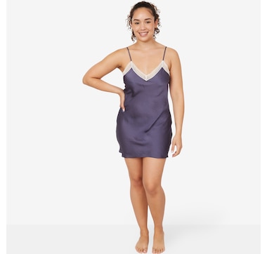 Natori Edit Ashley Washed Satin Icon Chemise with Lace