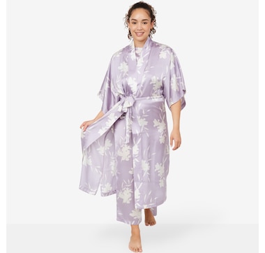 Product 103-335 / Price $140.00 , Natori Edit Lily Printed Satin Icon robe