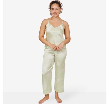 Product 103-336 / Price $150.00 , Natori Edit Lily Printed Satin Icon Cami PJ Set