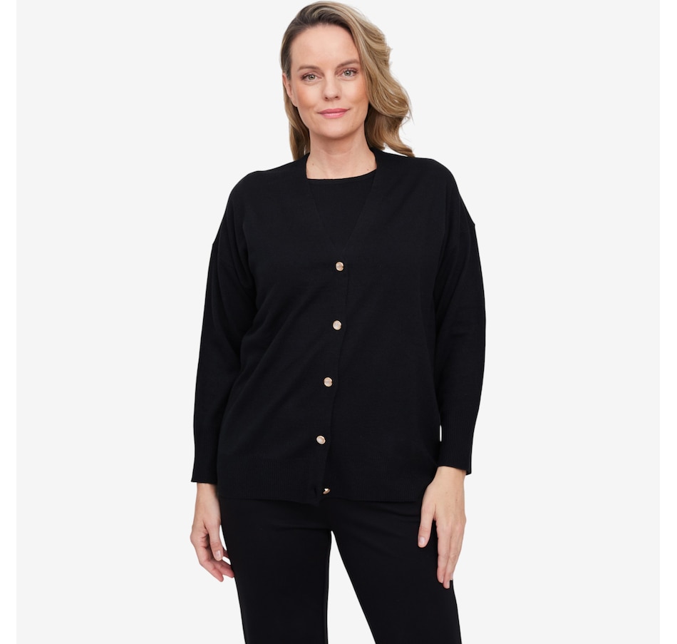 Image 103352_BLK.jpg, Product 103-352 / Price $69.88, Guillaume Cozi Knit Cardi with Pearlized Buttons from Guillaume on TSC.ca's Fashion department