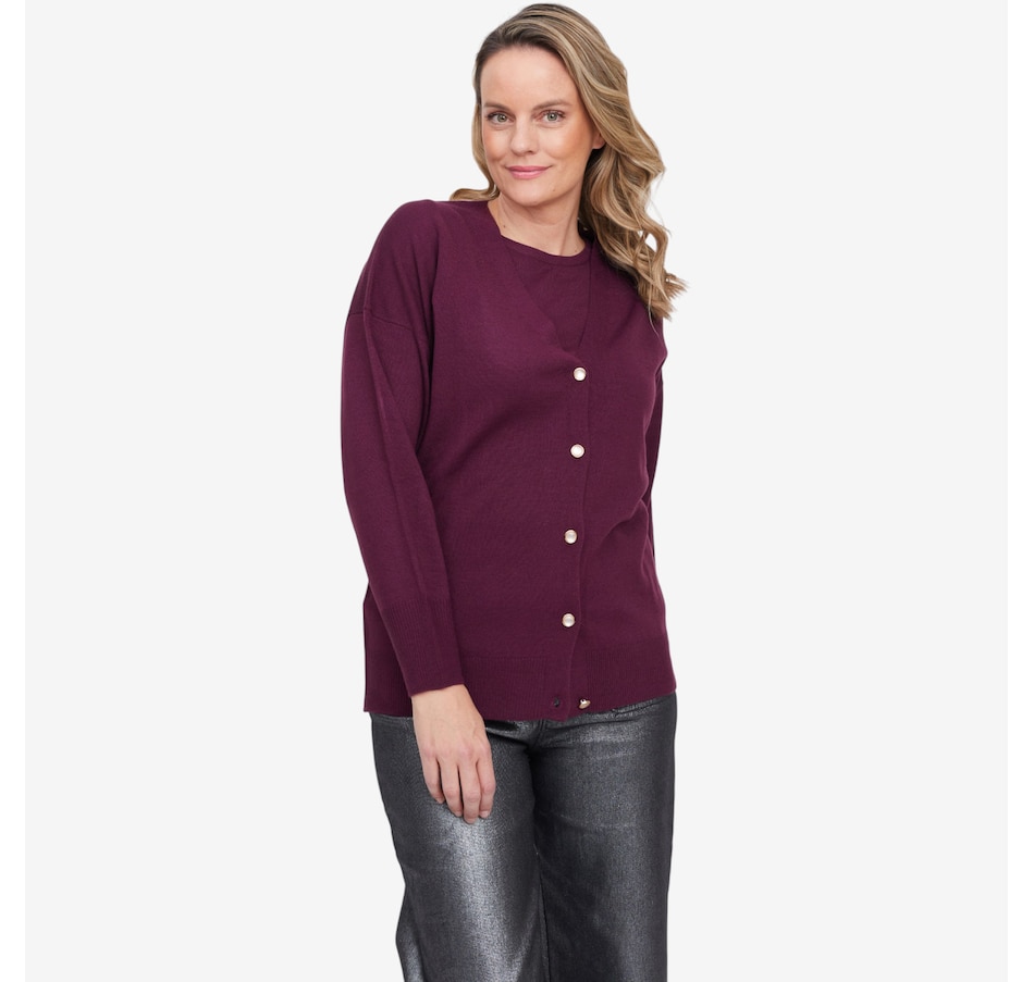 Image 103352_FIG.jpg, Product 103-352 / Price $69.88, Guillaume Cozi Knit Cardi with Pearlized Buttons from Guillaume on TSC.ca's Fashion department