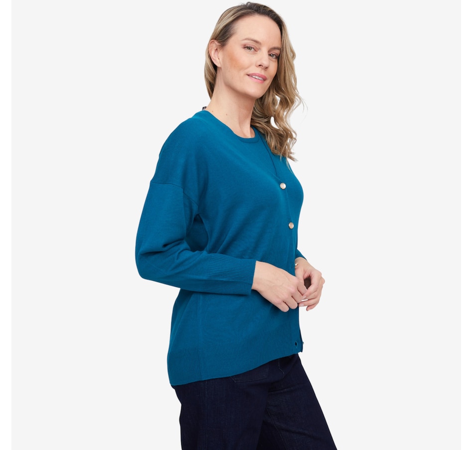 Image 103352_PEA.jpg, Product 103-352 / Price $69.88, Guillaume Cozi Knit Cardi with Pearlized Buttons from Guillaume on TSC.ca's Fashion department