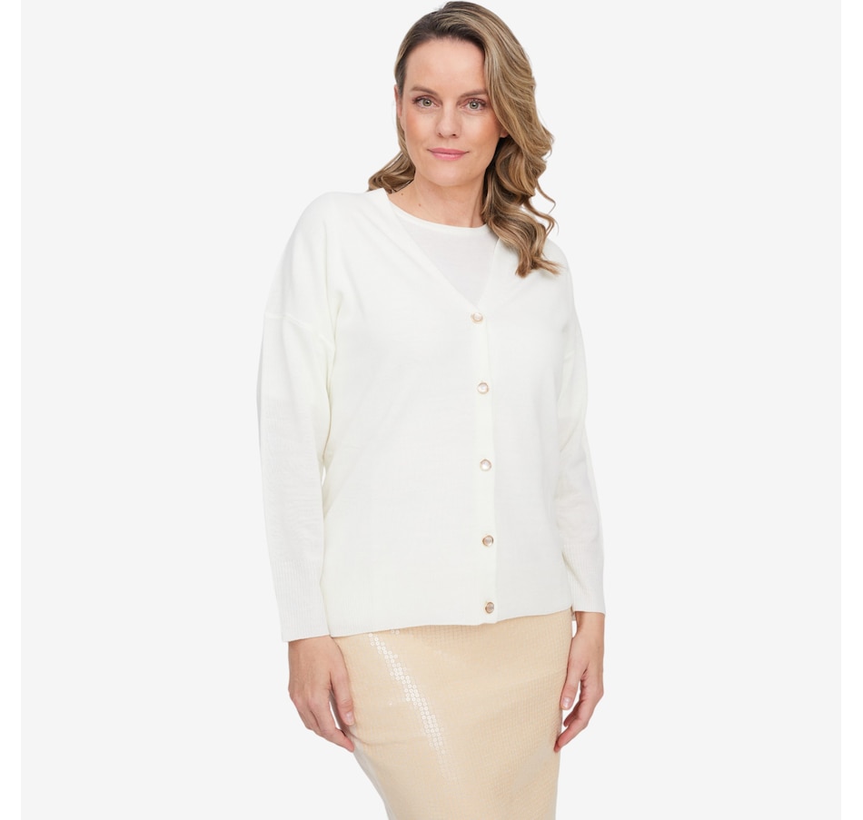 Image 103352_WNW.jpg, Product 103-352 / Price $69.88, Guillaume Cozi Knit Cardi with Pearlized Buttons from Guillaume on TSC.ca's Fashion department