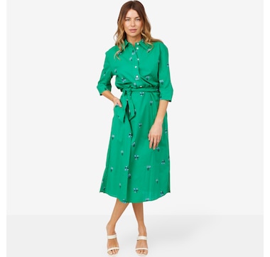by Stacy London Floral Embroidered Cotton Shirt Dress