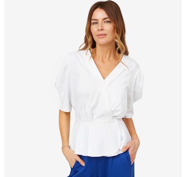 by Stacy London Lightweight Ponte Short Sleeve Top