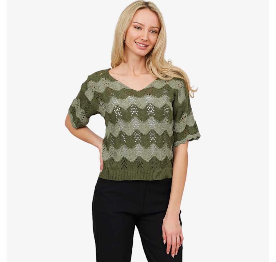 Image 103411_ARMSE.jpg, Product 103-411 / Price $59.33, Astrid Zigzag Open Knit Top from Astrid on TSC.ca's Fashion department