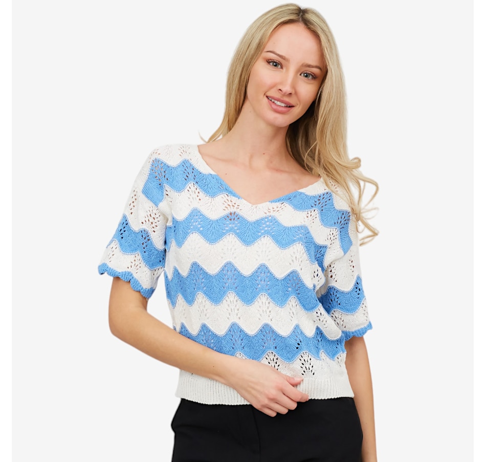 Image 103411_BSTR.jpg, Product 103-411 / Price $59.33, Astrid Zigzag Open Knit Top from Astrid on TSC.ca's Fashion department