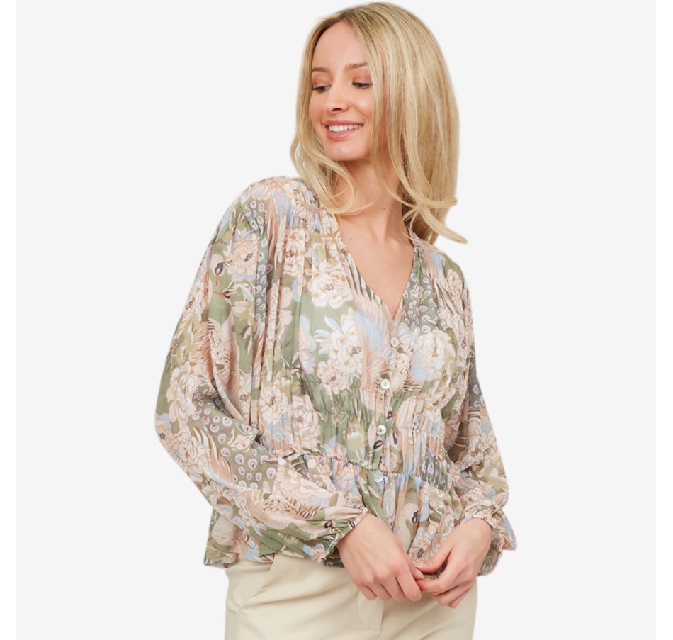 Image 103417_GREDO.jpg, Product 103-417 / Price $39.33, Astrid Ruched Waist Detail Blouse from Astrid on TSC.ca's Fashion department