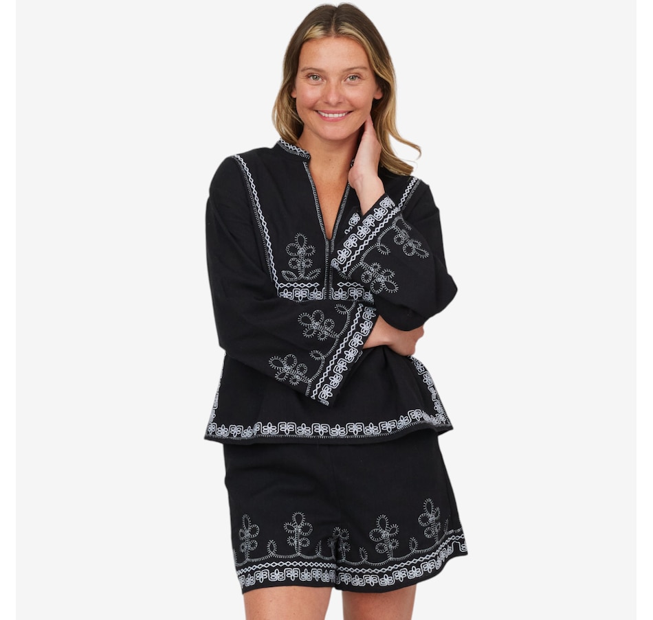 Image 103423_BKW.jpg, Product 103-423 / Price $59.33, Astrid Embroidery Detail Pull-Over Peace Blouse from Astrid on TSC.ca's Fashion department