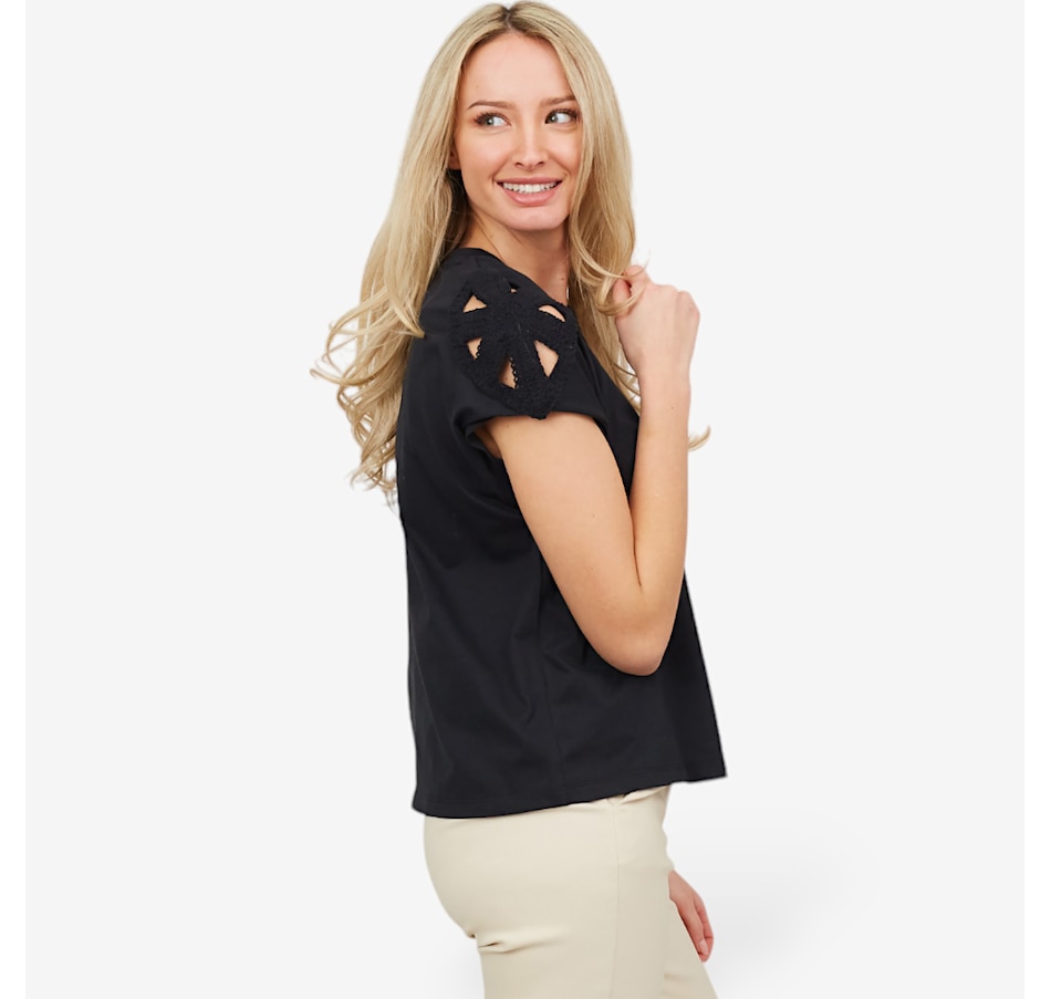 Image 103428_BLK.jpg, Product 103-428 / Price $39.33, Astrid Cut Out Shoulder Detail T-Shirt from Astrid on TSC.ca's Fashion department