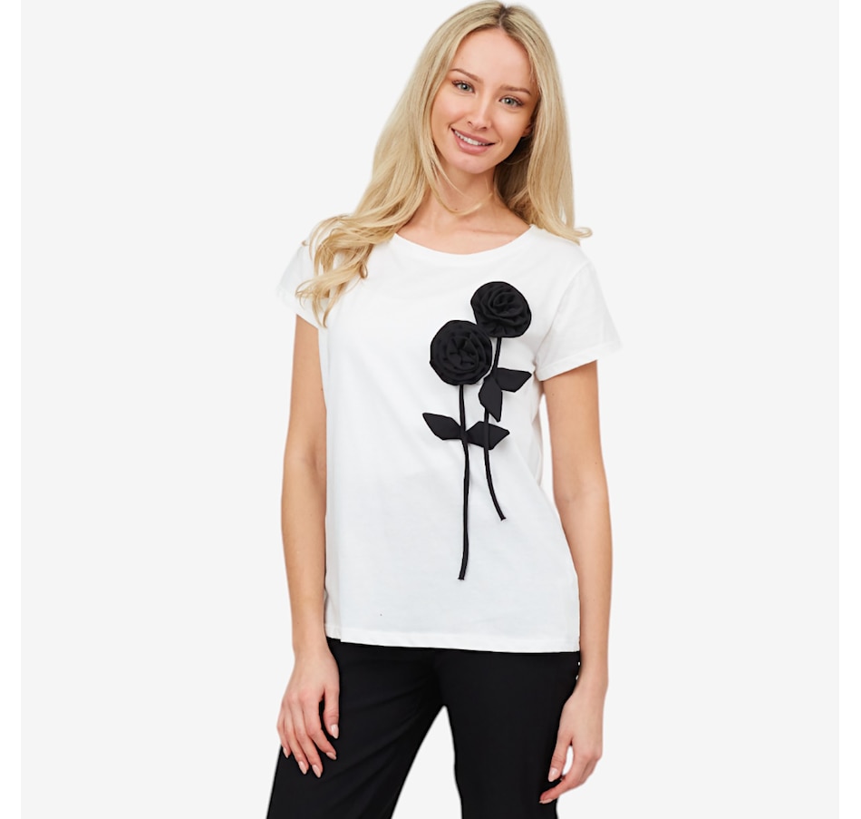 Image 103438_WHT.jpg, Product 103-438 / Price $34.33, Astrid Novel Flower Tee from Astrid on TSC.ca's Fashion department