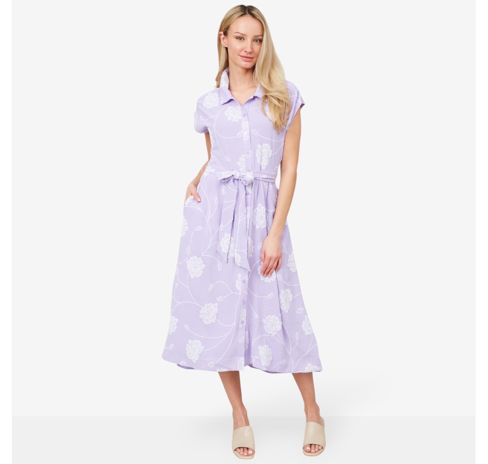 Image 103463_LAV.jpg, Product 103-463 / Price $54.99, Nina Leonard Collared Button Front Textured Wave Dress from Nina Leonard on TSC.ca's Clothing & Shoes department