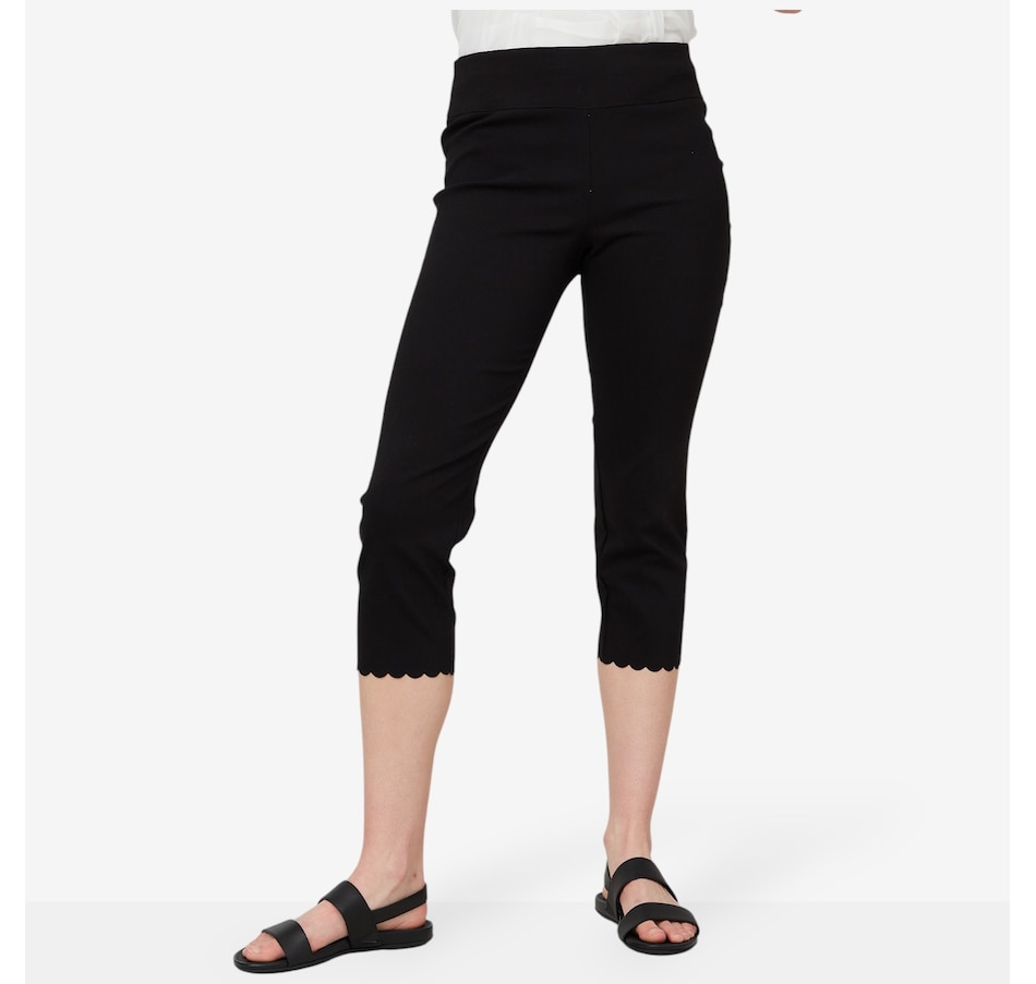 Image 103464_BLK.jpg, Product 103-464 / Price $29.33, Nina Leonard Scallop Hem Pull-On Straight Leg Crop Pant from Nina Leonard on TSC.ca's Fashion department