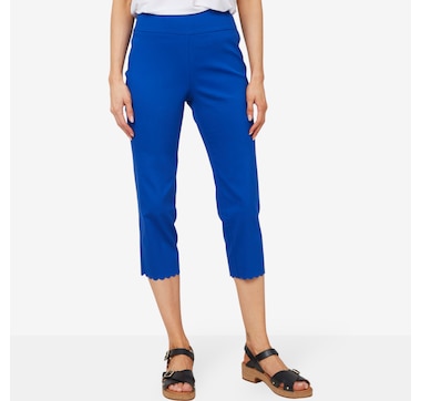 Product 103-464 / Price $64.99 , Nina Leonard Scallop Hem Pull-On Straight Leg Crop Pant