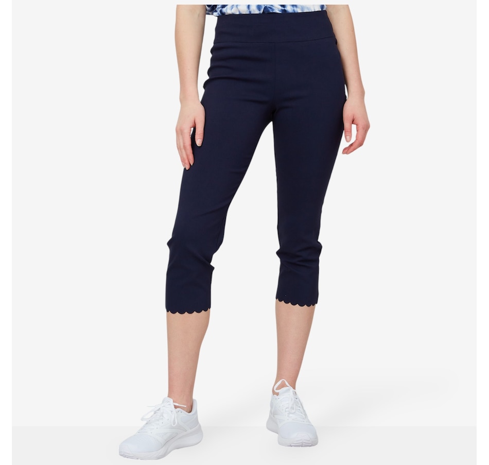 Image 103464_NVY.jpg, Product 103-464 / Price $29.33, Nina Leonard Scallop Hem Pull-On Straight Leg Crop Pant from Nina Leonard on TSC.ca's Fashion department