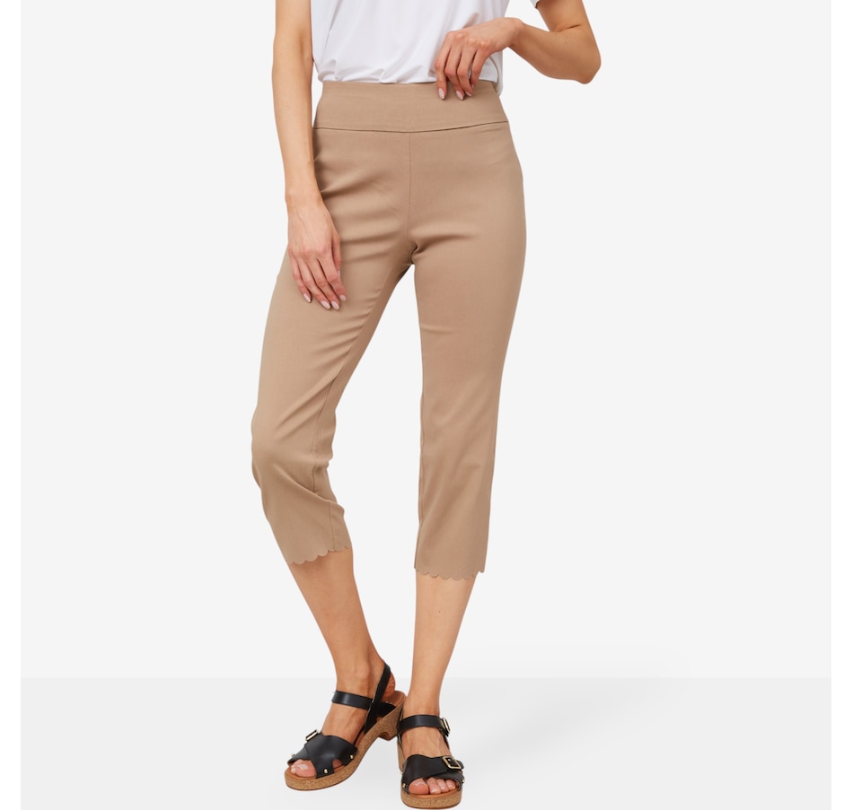 Image 103464_TN.jpg, Product 103-464 / Price $29.33, Nina Leonard Scallop Hem Pull-On Straight Leg Crop Pant from Nina Leonard on TSC.ca's Fashion department