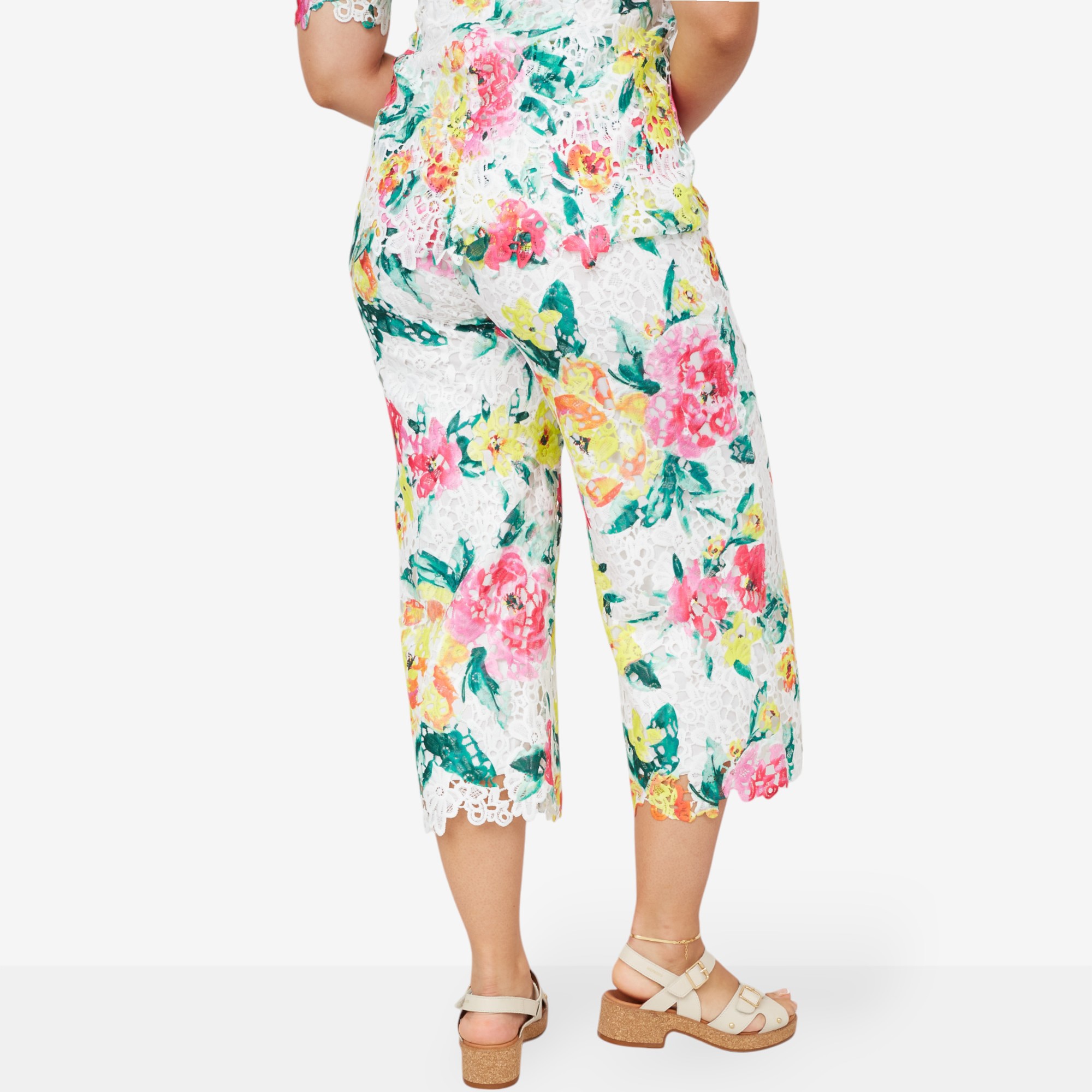 Nina Leonard Elastic Waist Coulotte Cropped Lace Pant - TSC.ca