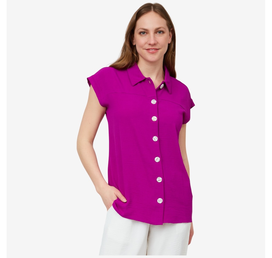 Image 103472_VIBVT.jpg, Product 103-472 / Price $29.33, Nina Leonard Collared Button Front Textured Wave Shirt from Nina Leonard on TSC.ca's Fashion department