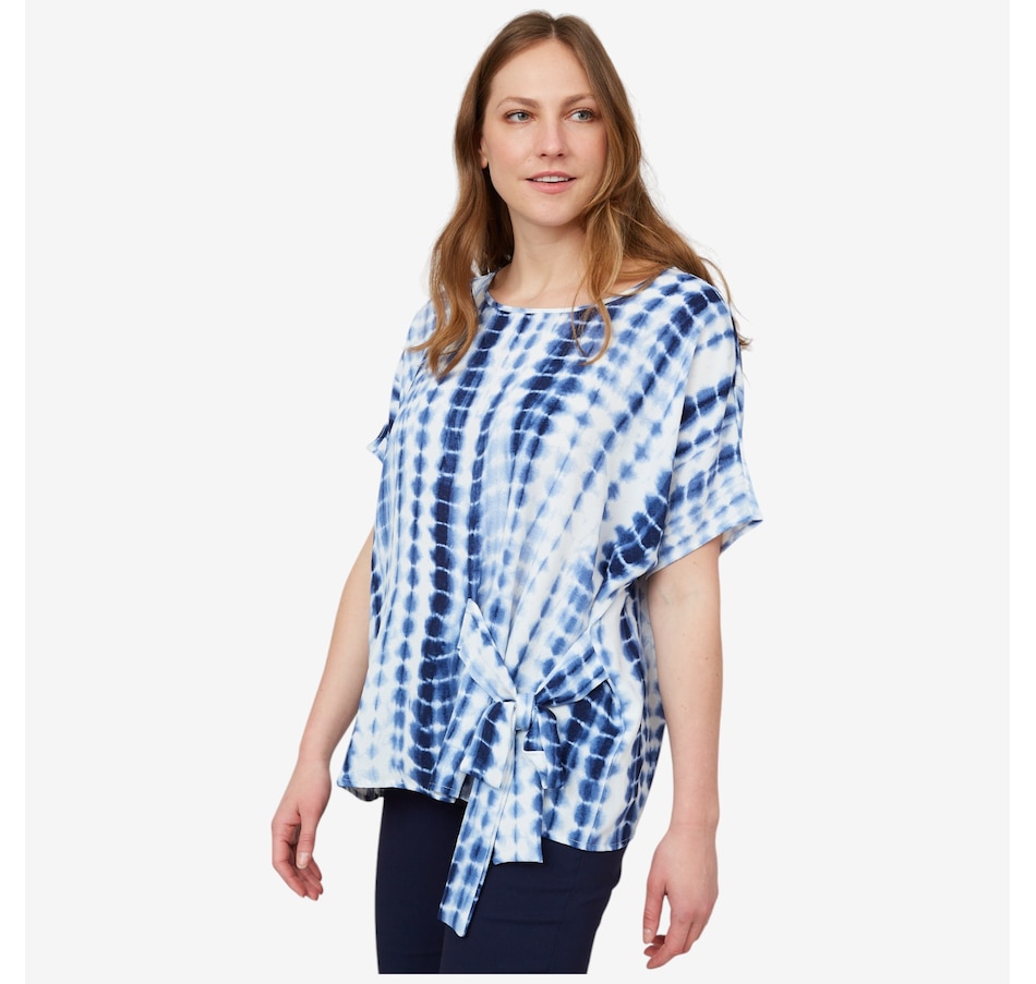 Nina Leonard Dolman Sleeve Round Neck Textured Wave Boxy Top