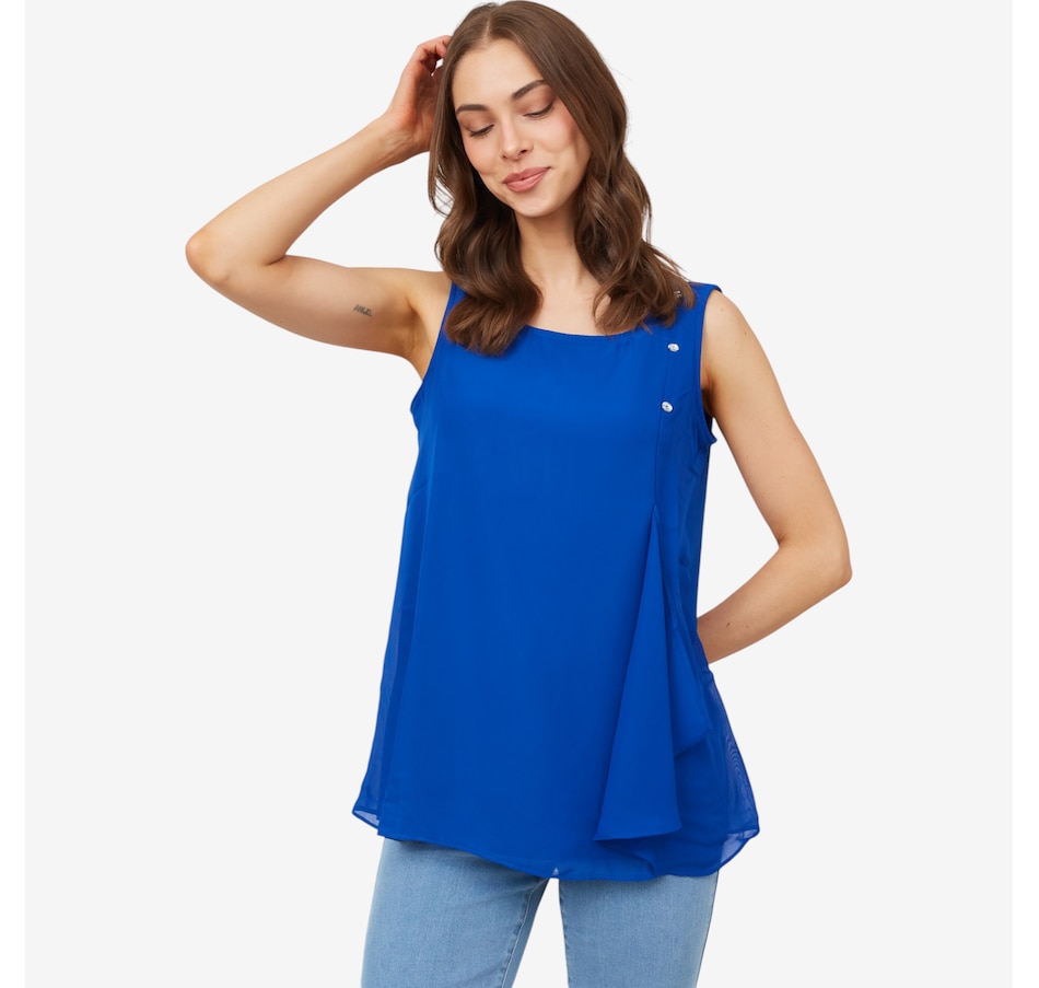 Image 103476_HIGDE.jpg, Product 103-476 / Price $19.33, Nina Leonard Round Neck Sleeveless MJ and Chiffon Top from Nina Leonard on TSC.ca's Fashion department