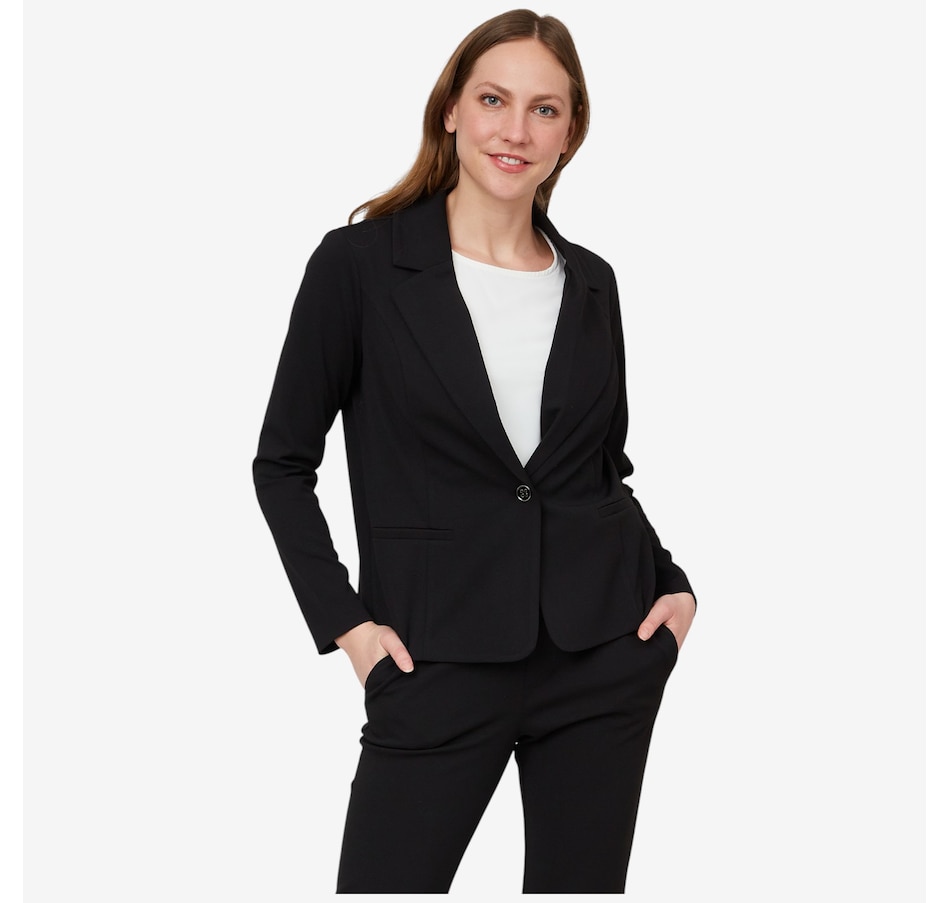 Nina Leonard Collared Long Sleeve Blazer