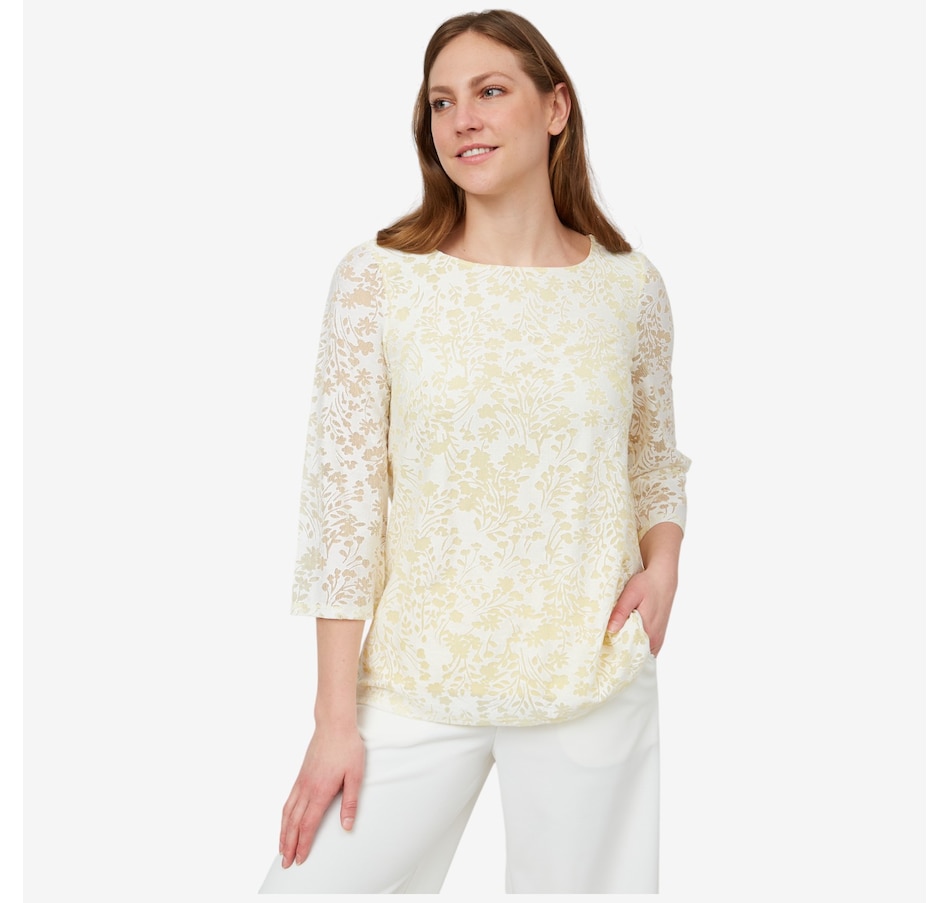 Image 103482_FRELN.jpg, Product 103-482 / Price $19.33, Nina Leonard Novelty Burnout Top from Nina Leonard on TSC.ca's Fashion department