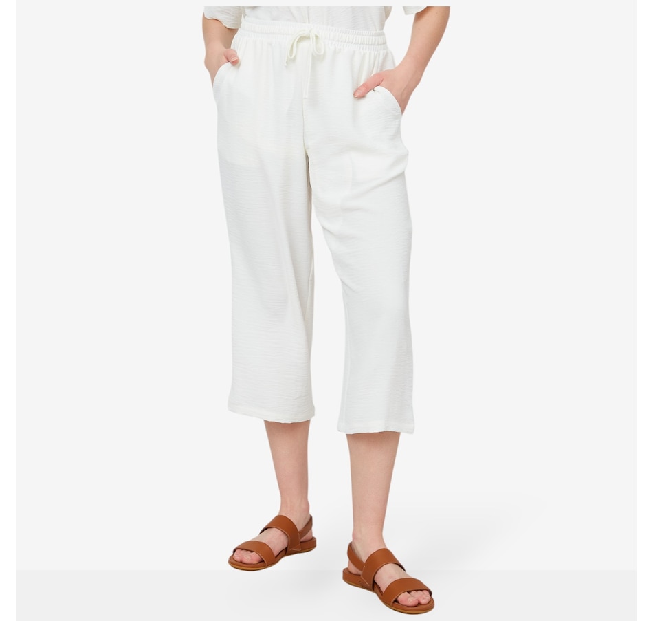 Image 103484_WHT.jpg, Product 103-484 / Price $29.33, Nina Leonard Textured Wave Cropped Pant from Nina Leonard on TSC.ca's Fashion department