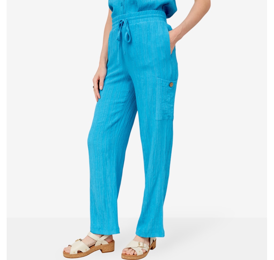 Nina Leonard Drawstring Waist Crushed Cargo Pant