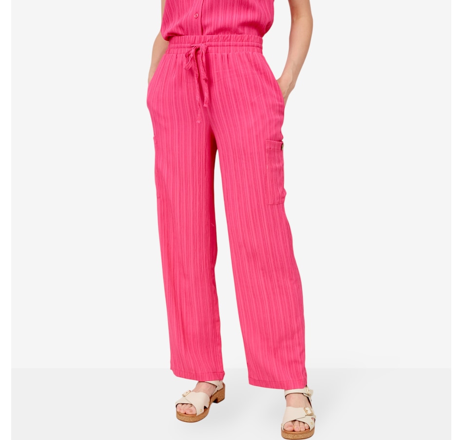 Nina Leonard Drawstring Waist Crushed Cargo Pant