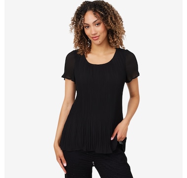 Nina Leonard Release Pleat Chiffon Top