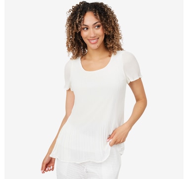 Product 103-509 / Price $49.99 , Nina Leonard Release Pleat Chiffon Top