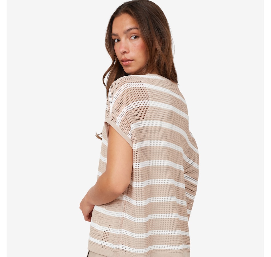 Image 103536_ALTMORE2.jpg, Product 103-536 / Price $34.33, Wynne Style Stripped Mesh Easy Fit Sweater from Wynnelayers on TSC.ca's Fashion department