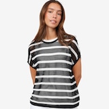 Wynne Style Stripped Mesh Easy Fit Sweater