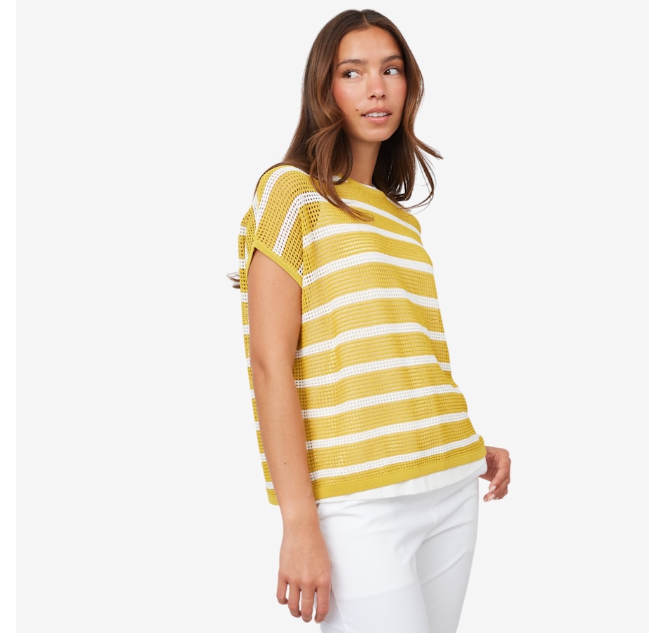 Image 103536_MUSCD.jpg, Product 103-536 / Price $34.33, Wynne Style Stripped Mesh Easy Fit Sweater from Wynnelayers on TSC.ca's Fashion department