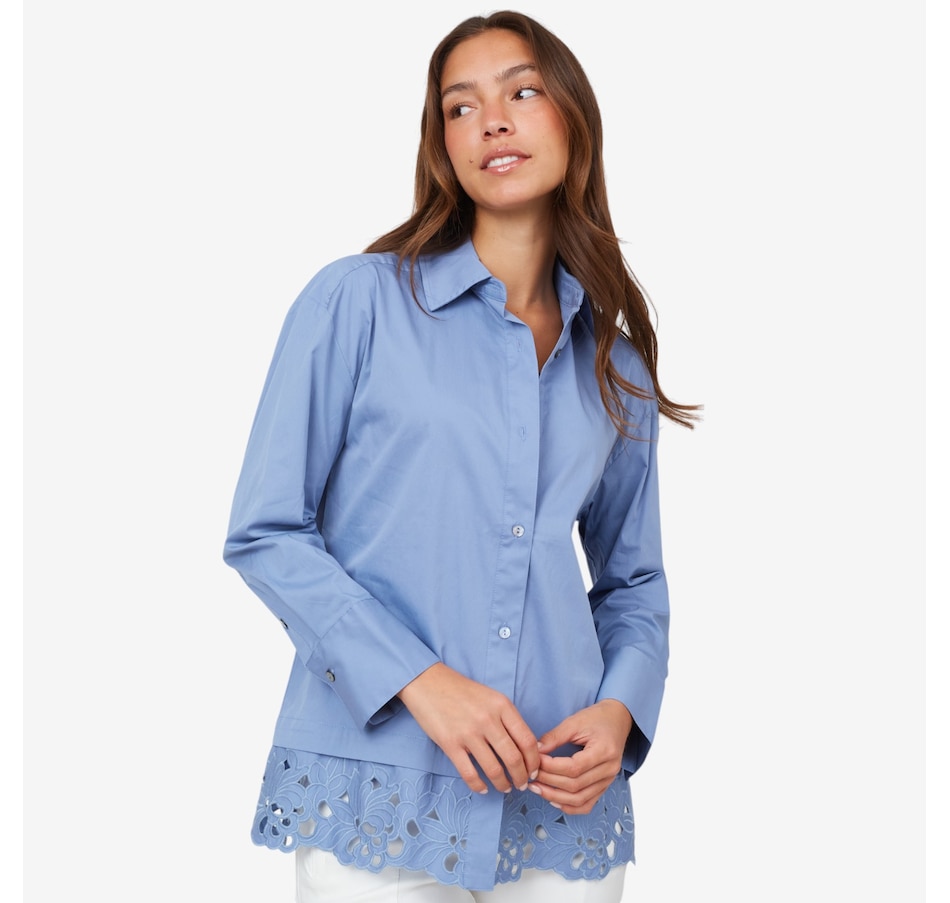 Image 103539_CHA.jpg, Product 103-539 / Price $49.33, Wynne Style Lace Combo Poplin Shirt from Wynnelayers on TSC.ca's Fashion department