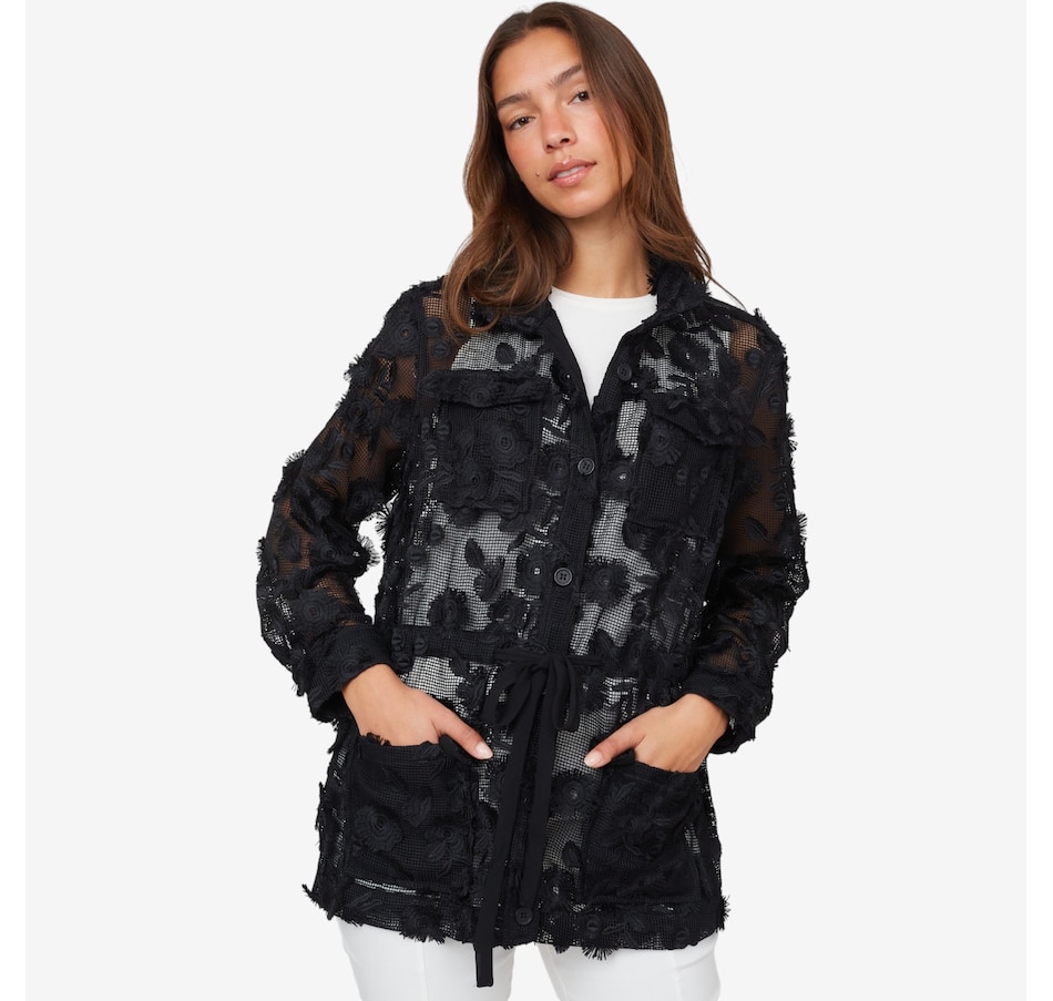 Image 103543_BLK.jpg, Product 103-543 / Price $69.33, Wynne Style Embroidered Mesh Summer Jacket from Wynnelayers on TSC.ca's Fashion department