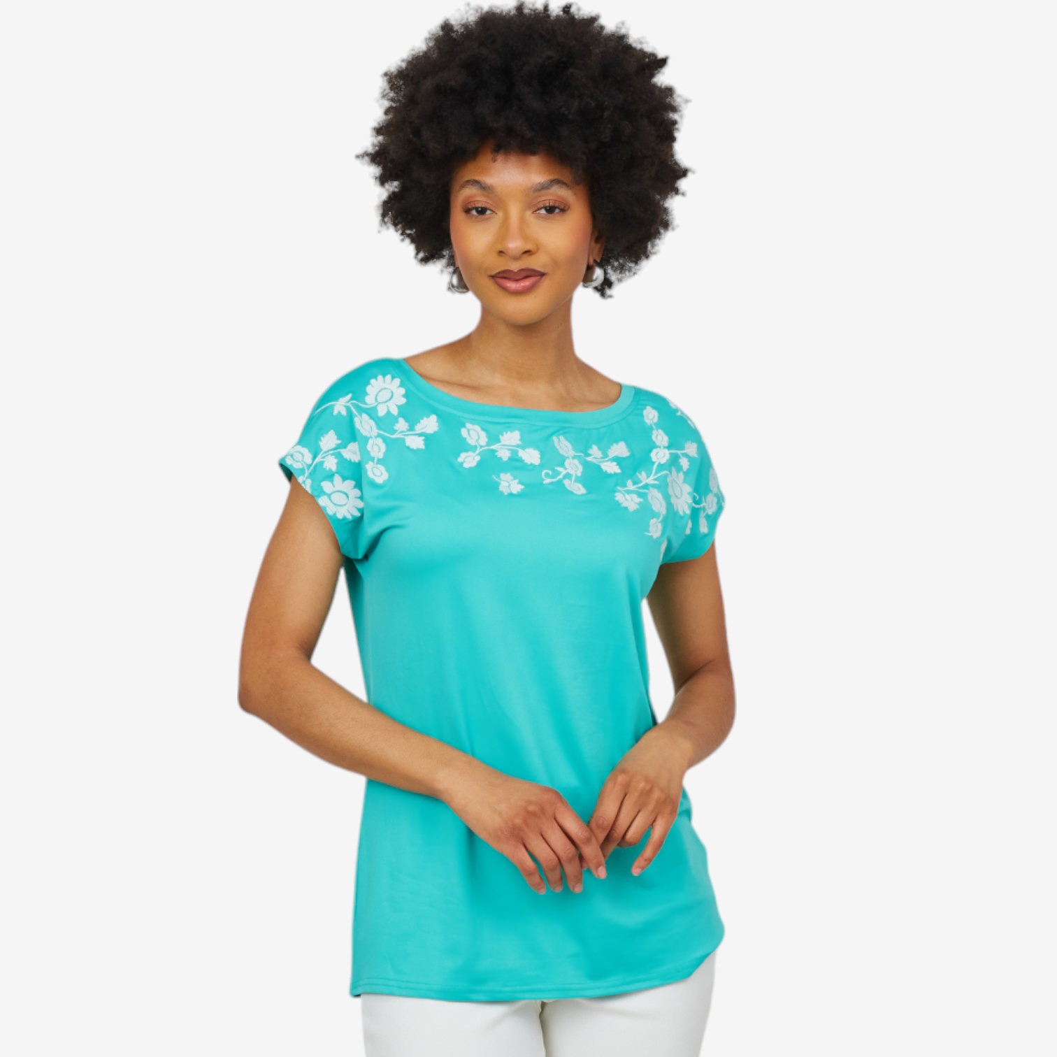 Guillaume Floral-Embroidered Cap Sleeve Top - TSC.ca