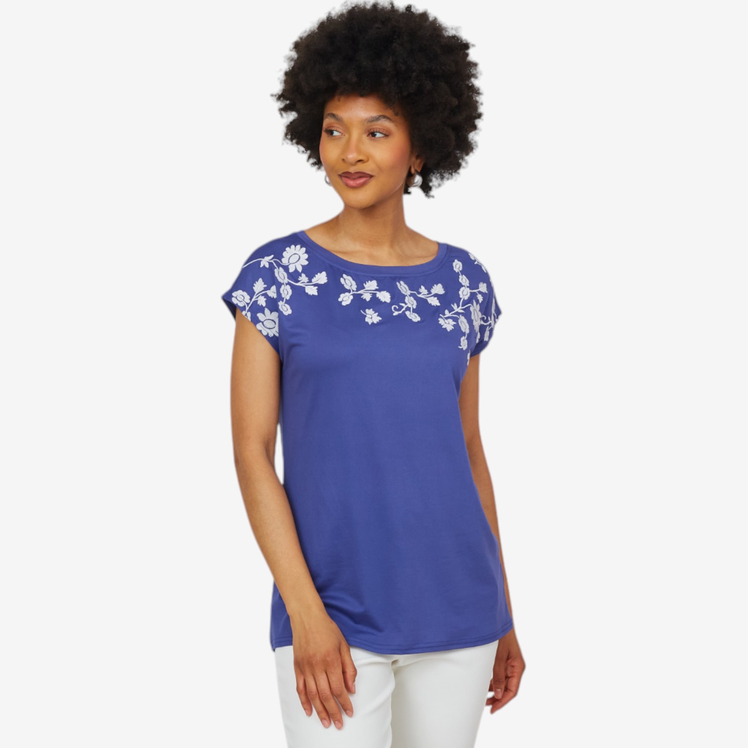Guillaume Floral-Embroidered Cap Sleeve Top - TSC.ca